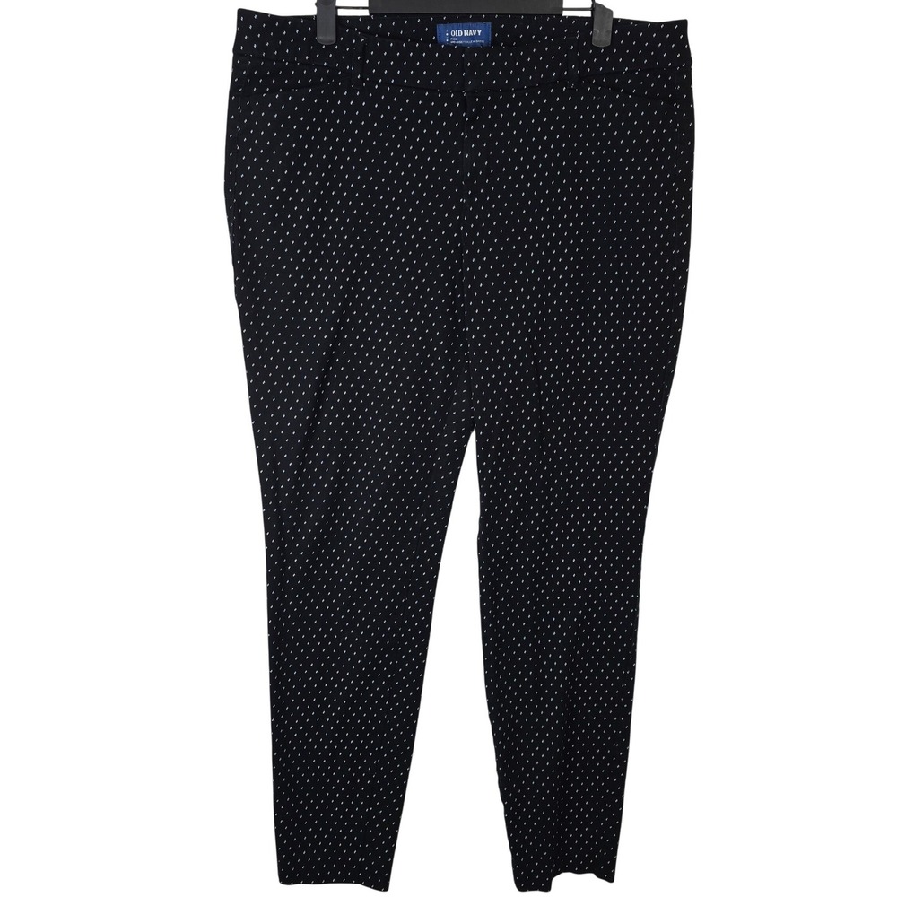 Old Navy Pixie Mid Rise Black‎ White Dotted Slim Fit Ankle Pants Women 14